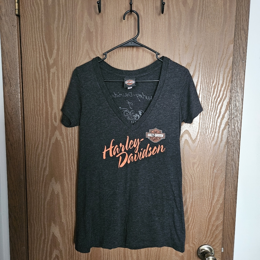 Harley Davidson Dark Gray V-neck T-shirt